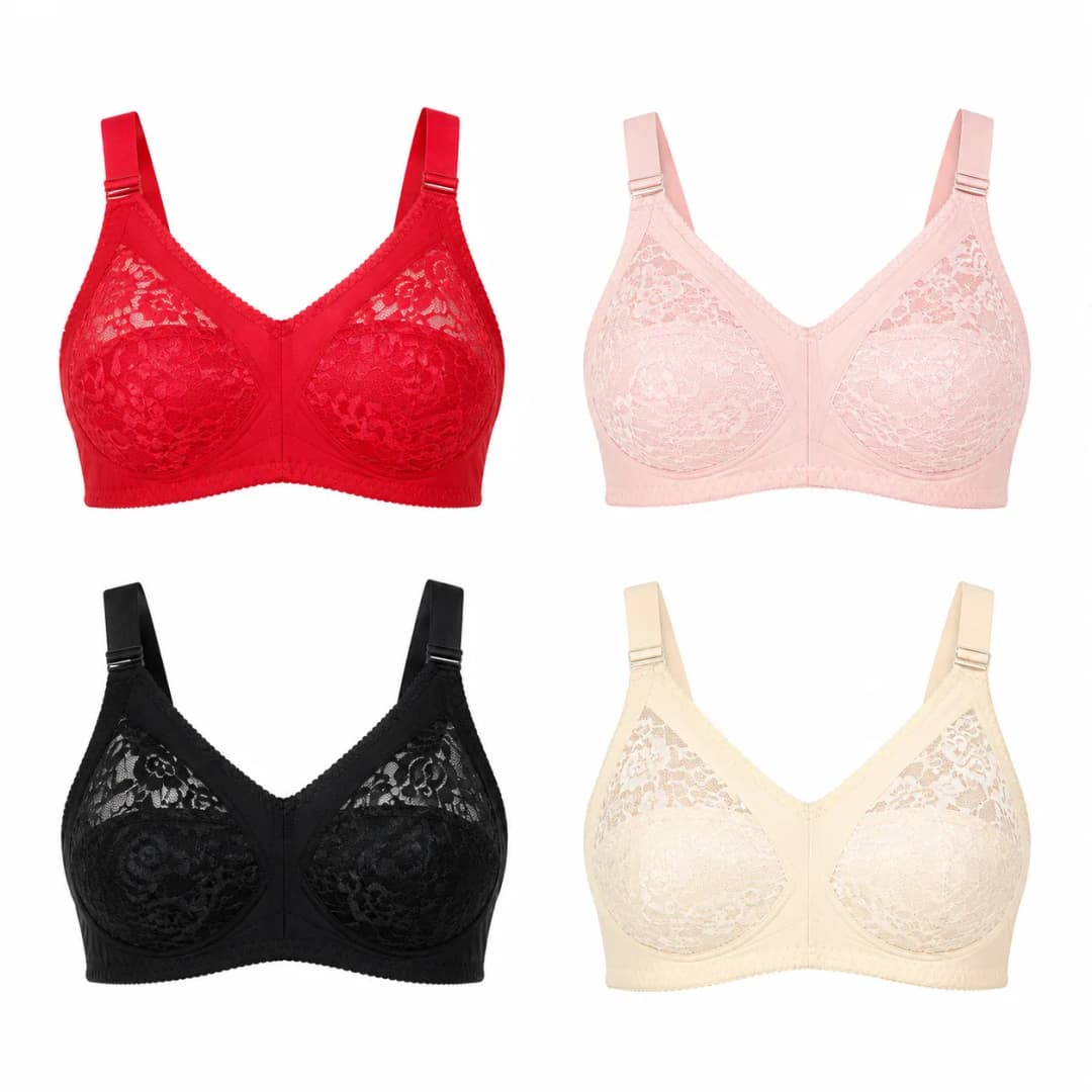 4 Pcs Net Bra For Women and Girls, 4pcs Multicolor Soft Comfortable Net Cotton Bra for Sexy Women and Girls thumbnail 2