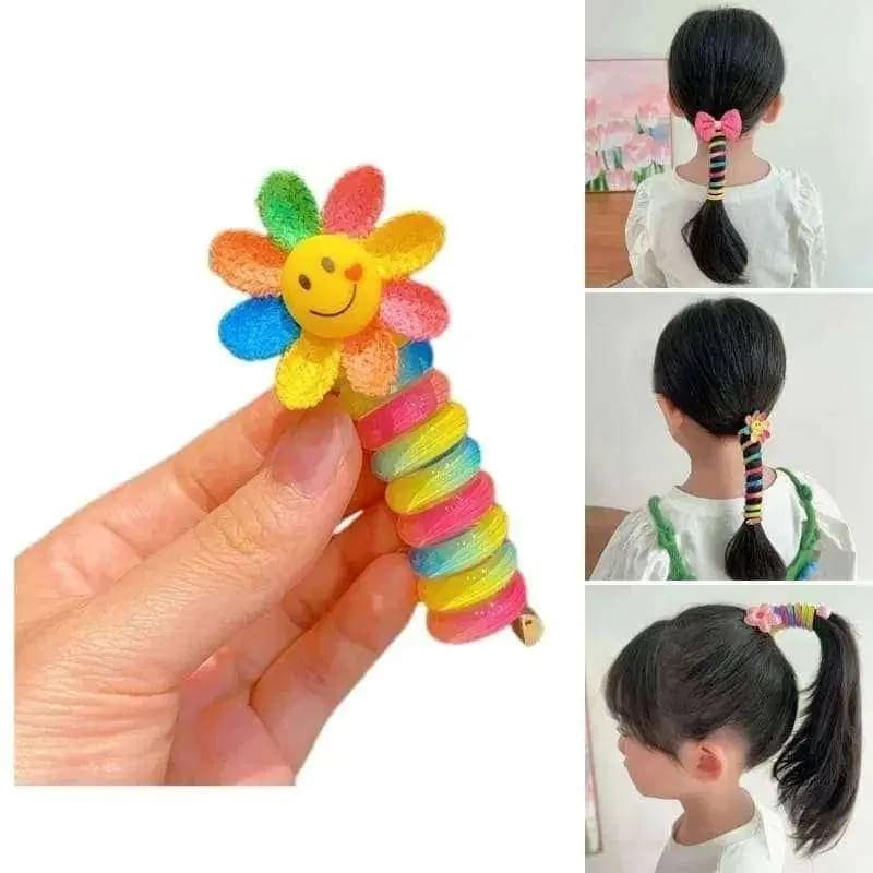 2 Pcs Rainbow Hair Band for Kids – Soft Silicone Baby Girls Hair Band, Reusable Colorful Hair Ties for Toddlers thumbnail 3