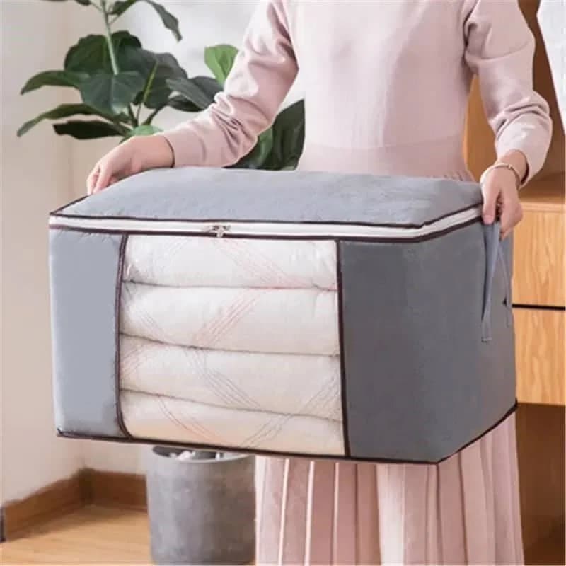 Blanket Storage Bag, Foldable Space-saving Non-woven Fabric Folding Stackable Blanket Storage Bag for Wardrobe thumbnail 6