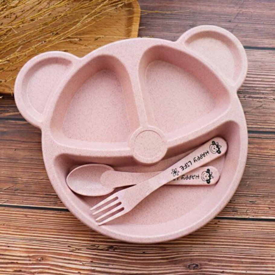 Baby Feeding Plates Cartoon Dinner Plate Set – Divided Baby Plate with Spoon for Toddlers thumbnail 3