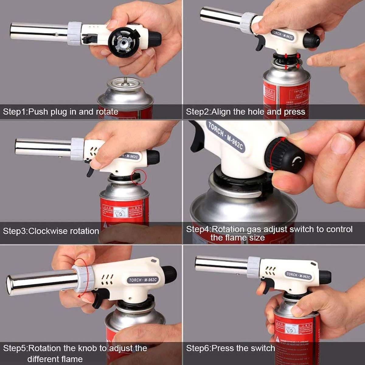 Automatic Flame Gas Torch, Butane Torch Kitchen Blow Lighter - Culinary Torches Chef Cooking Professional Adjustable Flame with Reverse Use for Creme, Brulee, BBQ, Baking, Jewelry thumbnail 3