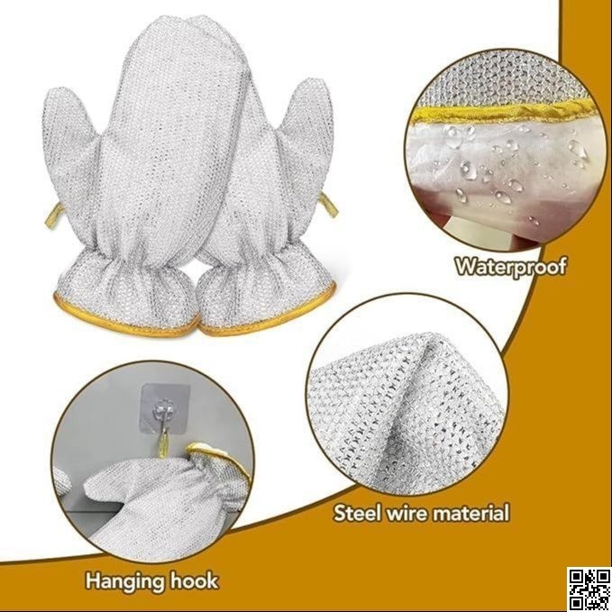 Steel Wire Dish Cleaning Gloves – Waterproof Kitchen Scrubber Gloves thumbnail 4