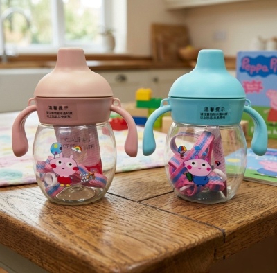 Double Handle Baby Water Bottle 280ml – Kids Mum Pot Training Cup for Toddlers
