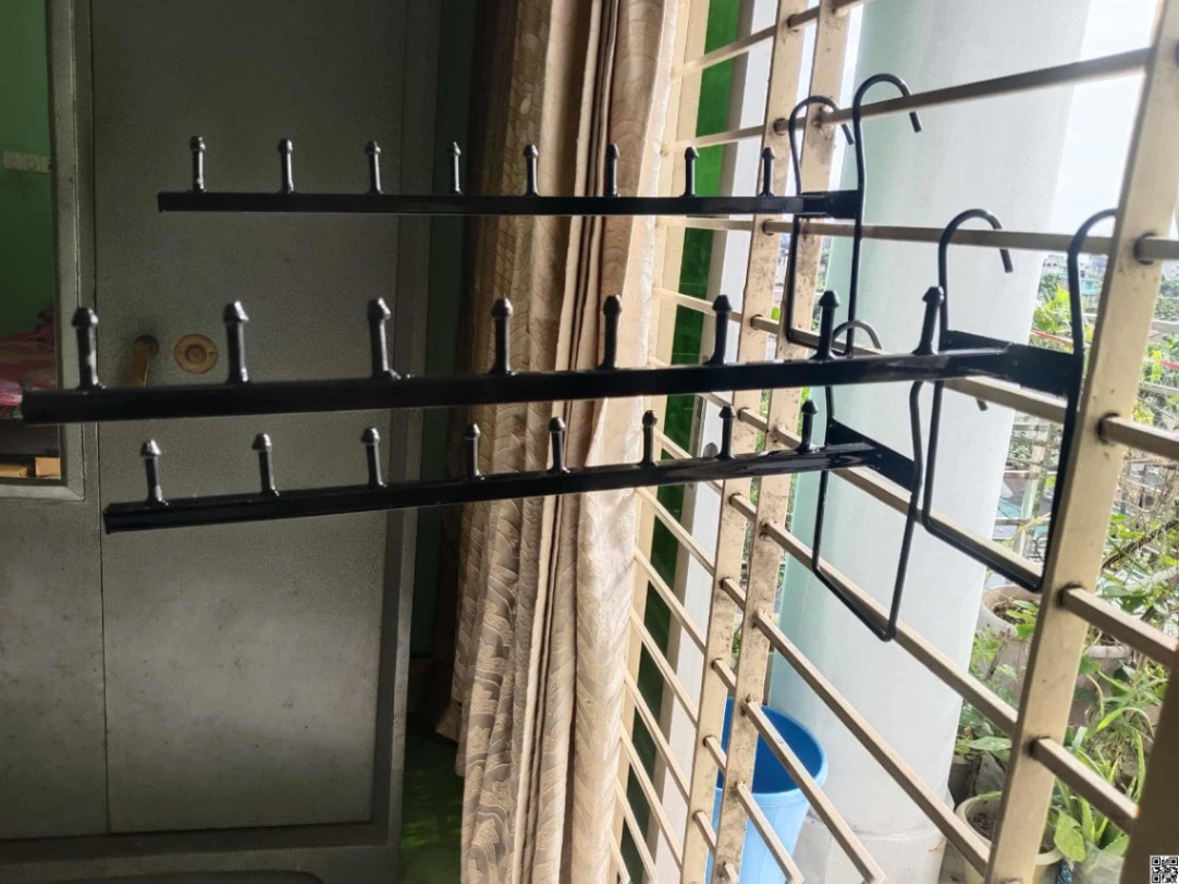 Grill Cloth Hanger Stand, Grill Cloth hanger Balcony shirt hanger metal Coat Rack thumbnail 5