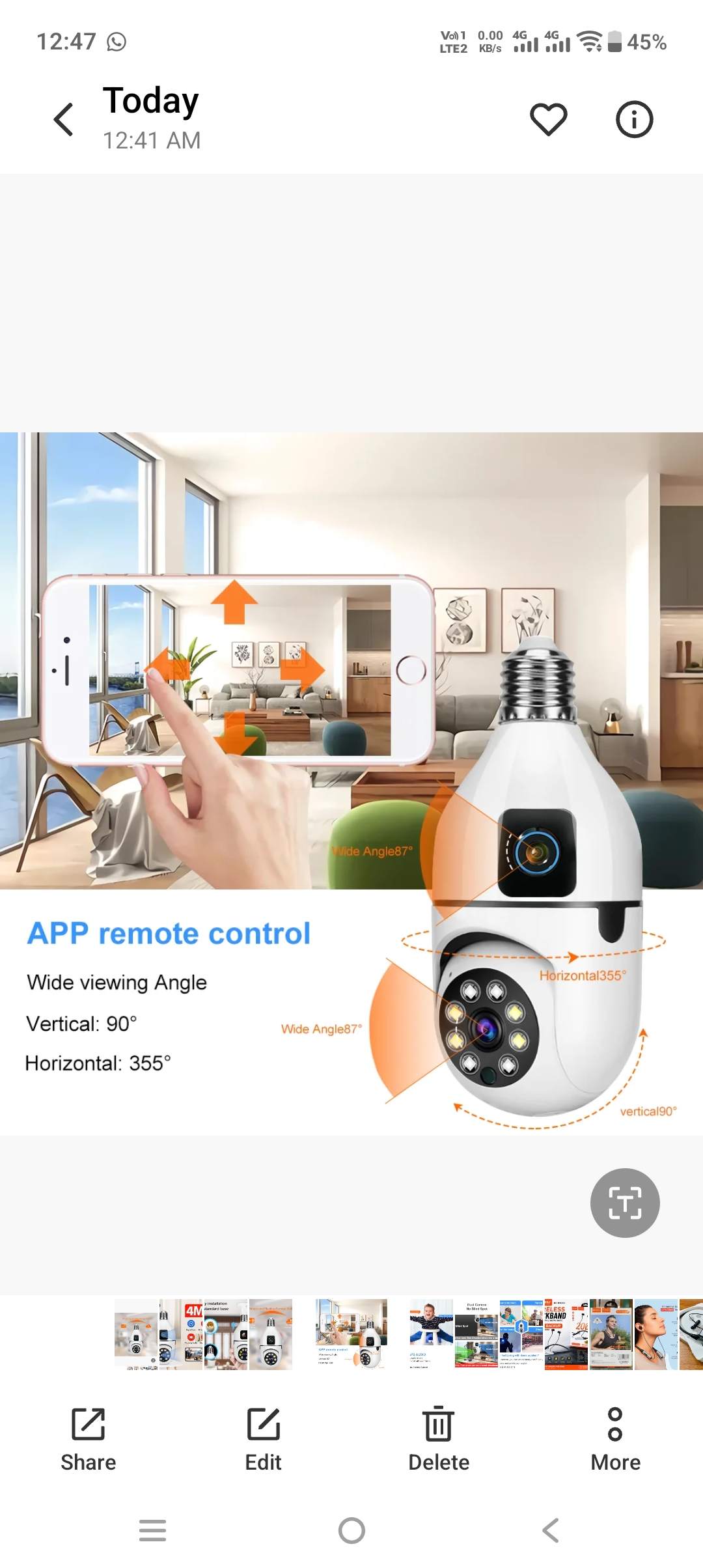 V380 Pro Dual Lens Dual Screen E27 Bulb Camera Two Ways Audio Color Night Vision Smart Home Security Wireless WIFI Indoor Camera thumbnail 3