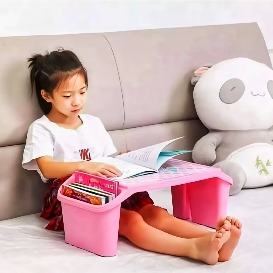 Multifunctional Kids Plastic Study Table with Storage Box – Baby Snack & Lap Desk