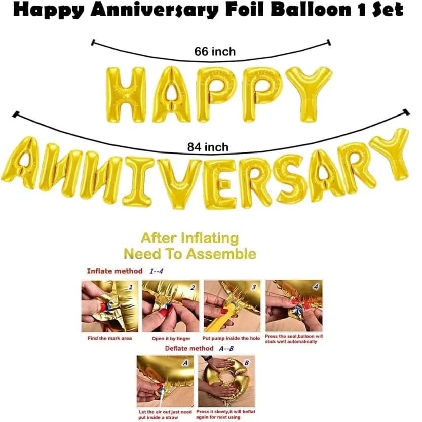 Happy Anniversary Foil Balloon - Golden thumbnail 2