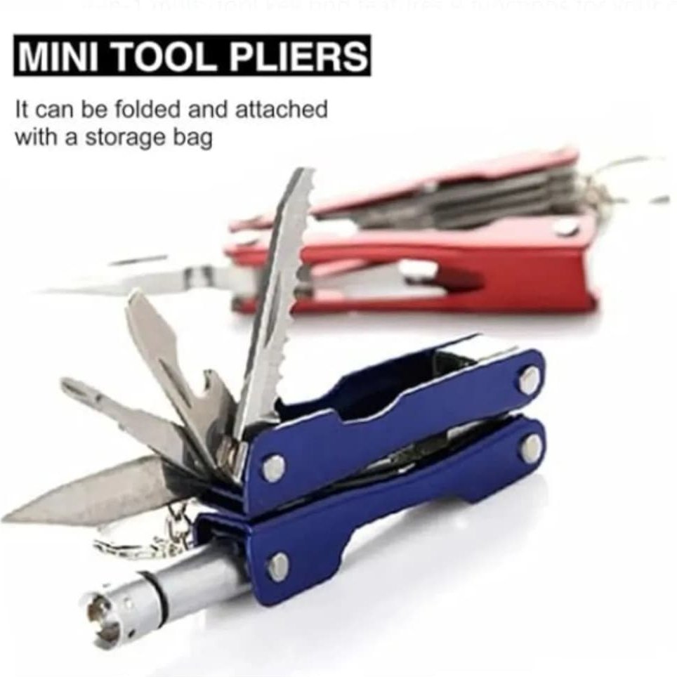 9 in 1 MultiFunctional Hand Piler Tool Keychain, Traveling Tool Micro Pliers Multi function Multi Utility Plier with Built in LED Flash Light thumbnail 2