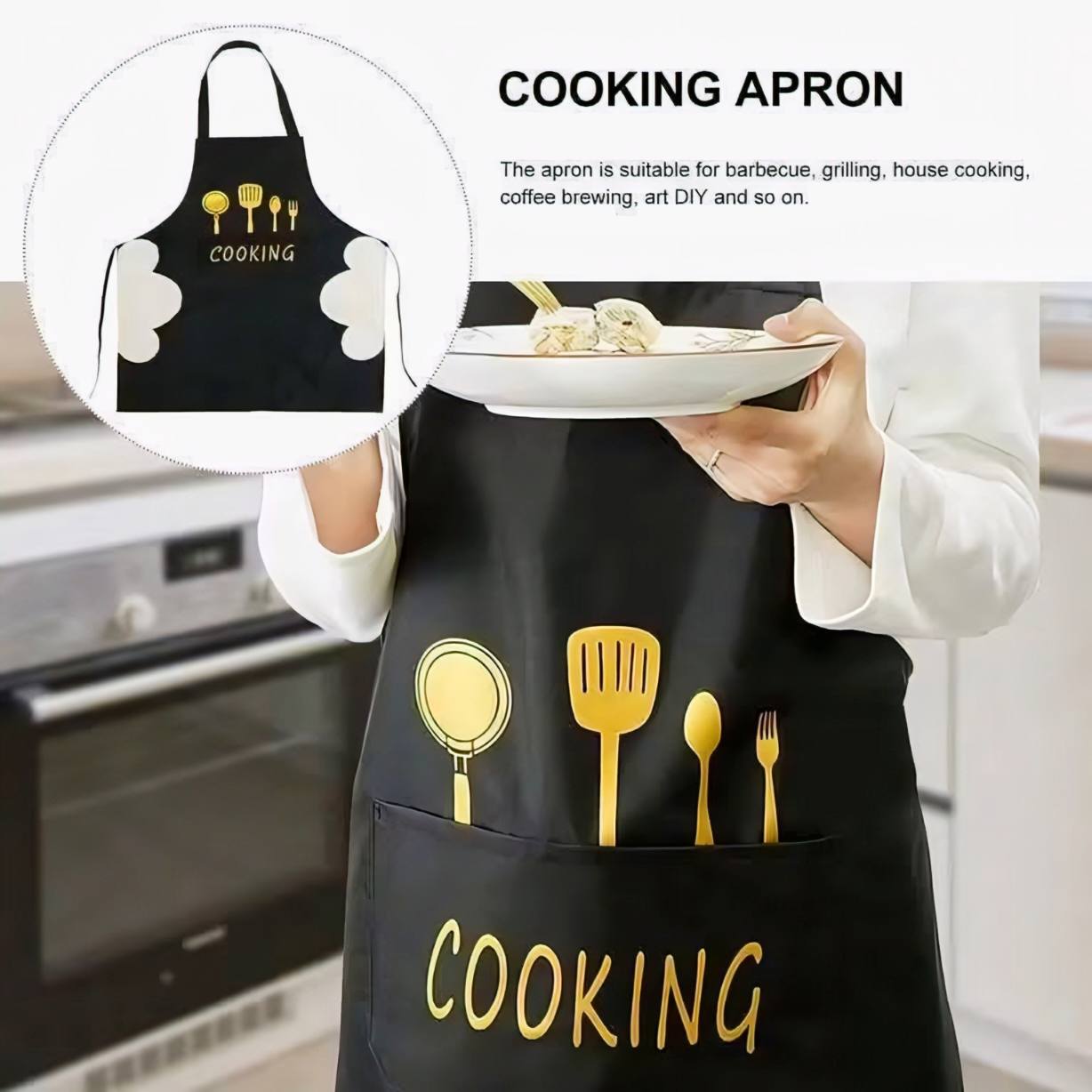 Kitchen Cooking Apron – Waterproof & Anti-Oil Polyester Apron for Home & Restaurant Use thumbnail 8