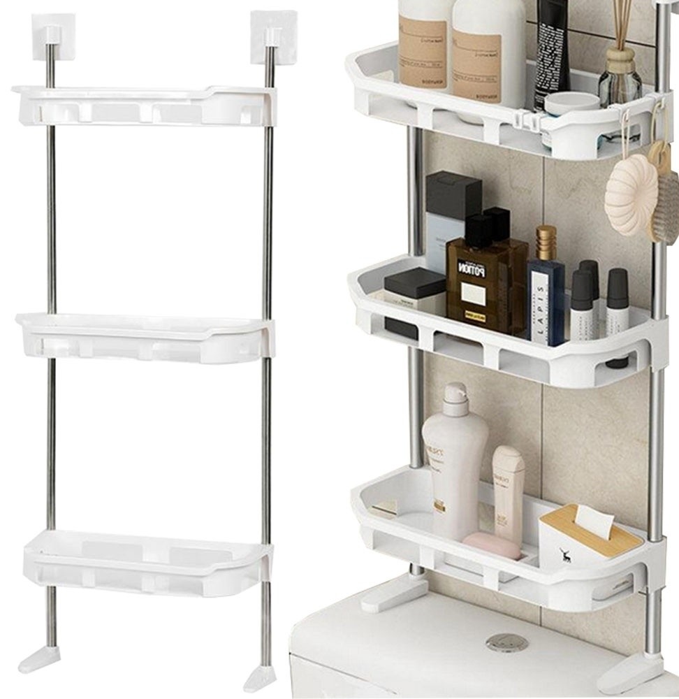 Premium 3 Tier Multifunctional Kitchen & Bathroom Wall Hanging Storage Rack – Space-Saving Toilet Flash Tank Organizer Bin thumbnail 3