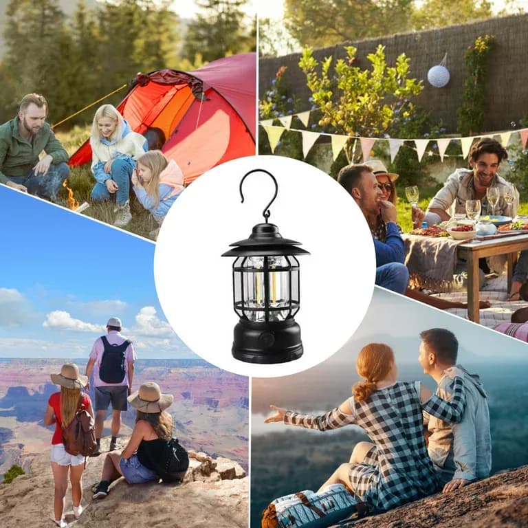 Retro Portable Camping Lantern Rechargeable Light, Camping Lamp thumbnail 6