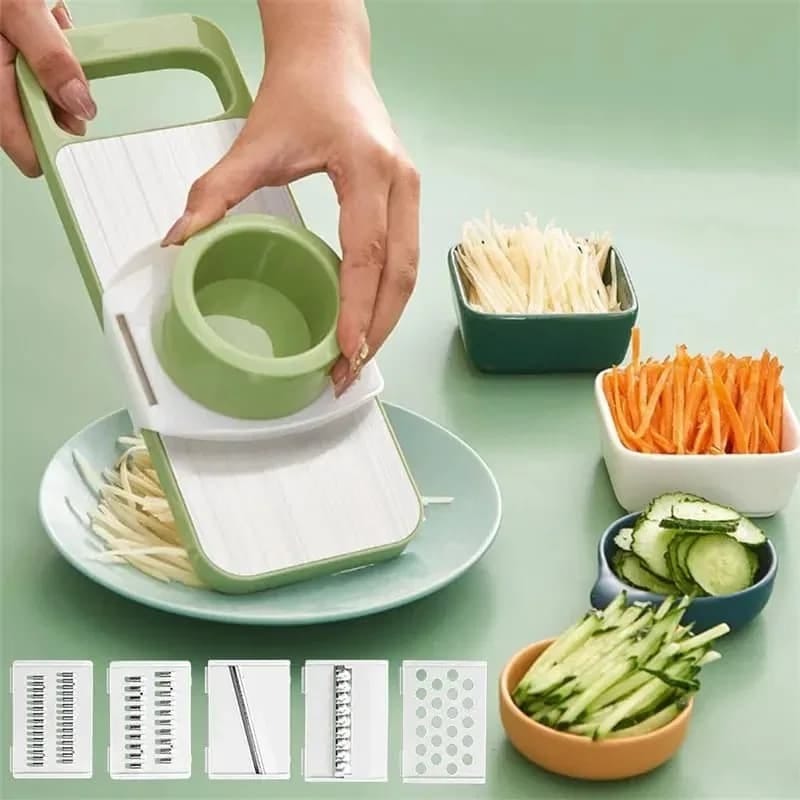 5-in-1 Multifunctional Vegetable Cutter & Slicer with Stainless Steel Blades