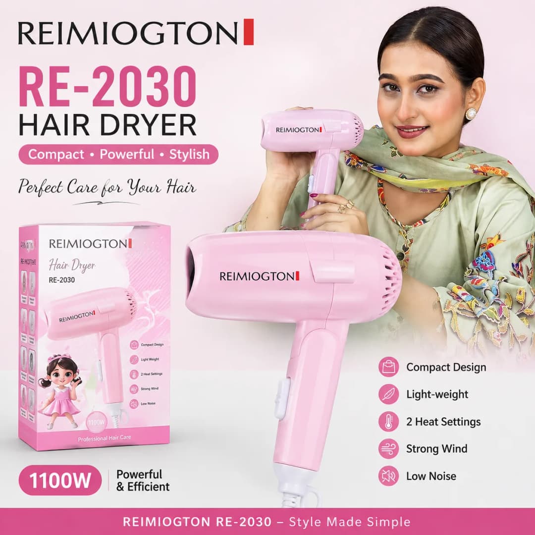Reimiogton Hair Dryer For Men & Women, RE-2030 Travel Foldable Fashion Hair Dryer