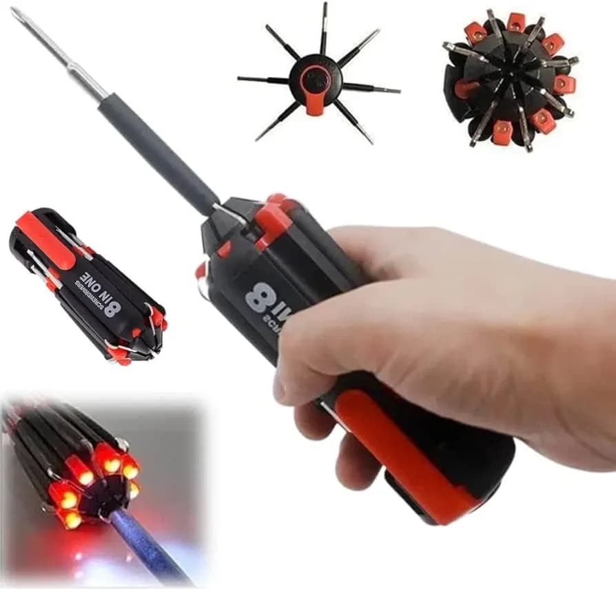 8-in-1 Screwdriver Set, Multi Screwdriver Hand Tool, All in One Screwdriver, Portable Screwdriver, Home Repair Tool Set,Multi-Function Tool with Worklight & Flashlight for Home Kitchen Car thumbnail 3