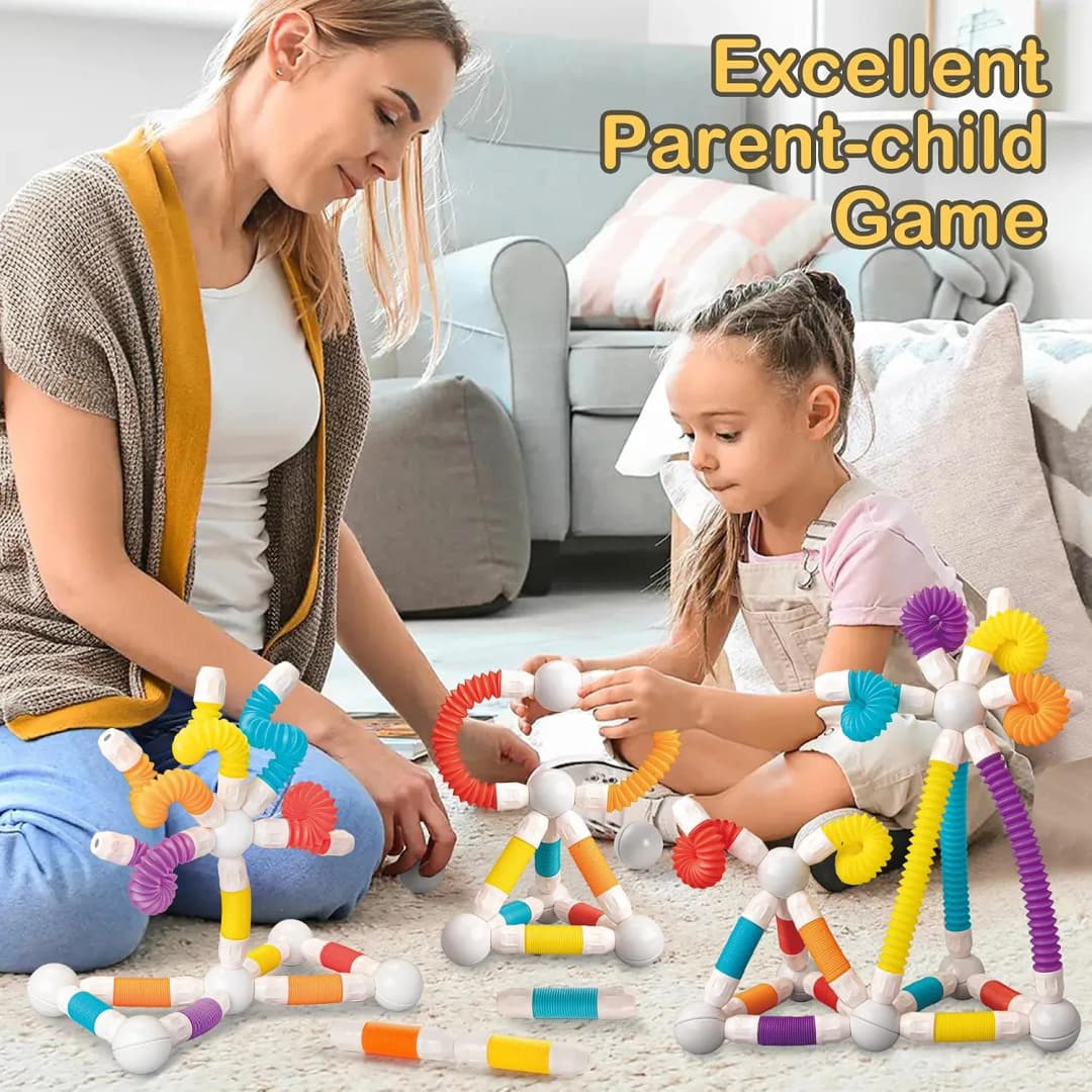 40Pcs Flexible Magnetic Tube Block Toys, Retractable Magnetic Sticks Building Toy Set-Flexible Magnetic Rods & Balls, Educational Building Blocks thumbnail 3