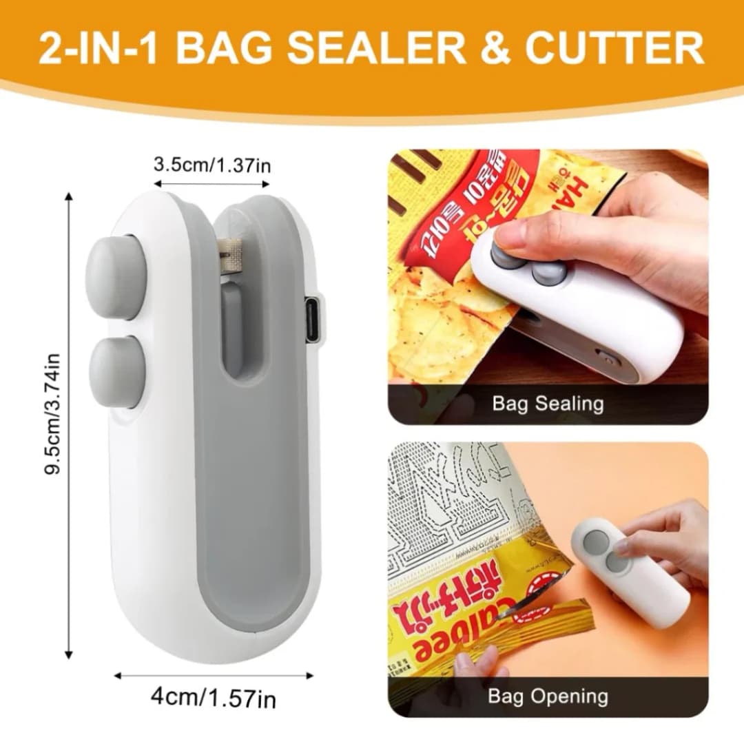 Mini Bag Sealer, Rechargeable Heat Sealer, 2 in 1 Chip Bag Sealer & Cutter, Mini Bag Sealer Machine, Portable Handheld Food Sealer for Plastic Bags thumbnail 5