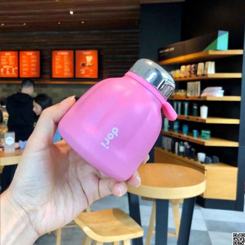 Dori 250ml Mini Pumpkin Stainless Steel Vacuum Flask with Hand Carry – Cute Thermal Coffee Mug