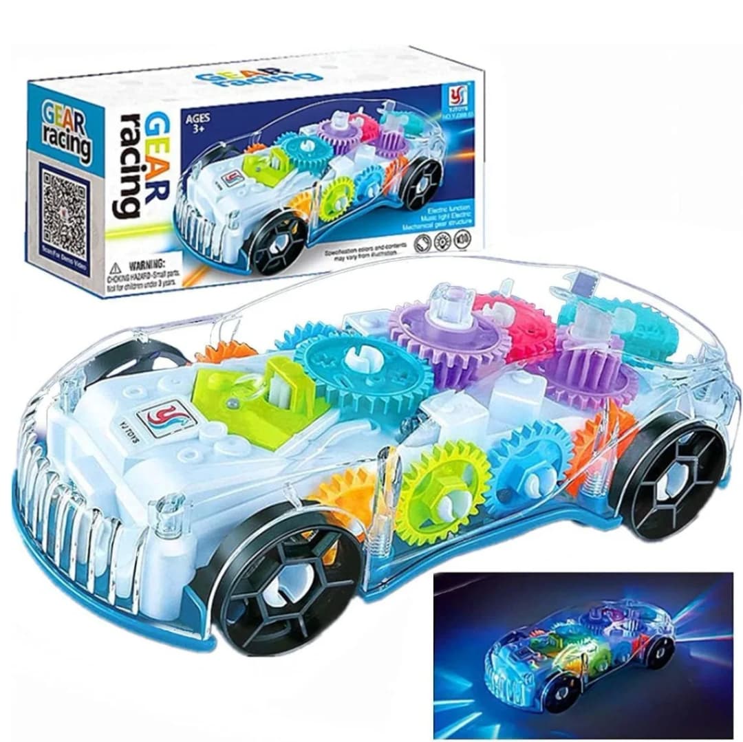 Transparent Car Toy for Kids, Storio 3D Baby Car Toy with 360 Degree Rotation, Gear Simulation Mechanical Car with Sound Music & Light Toys for Kids Boys & Girls thumbnail 2