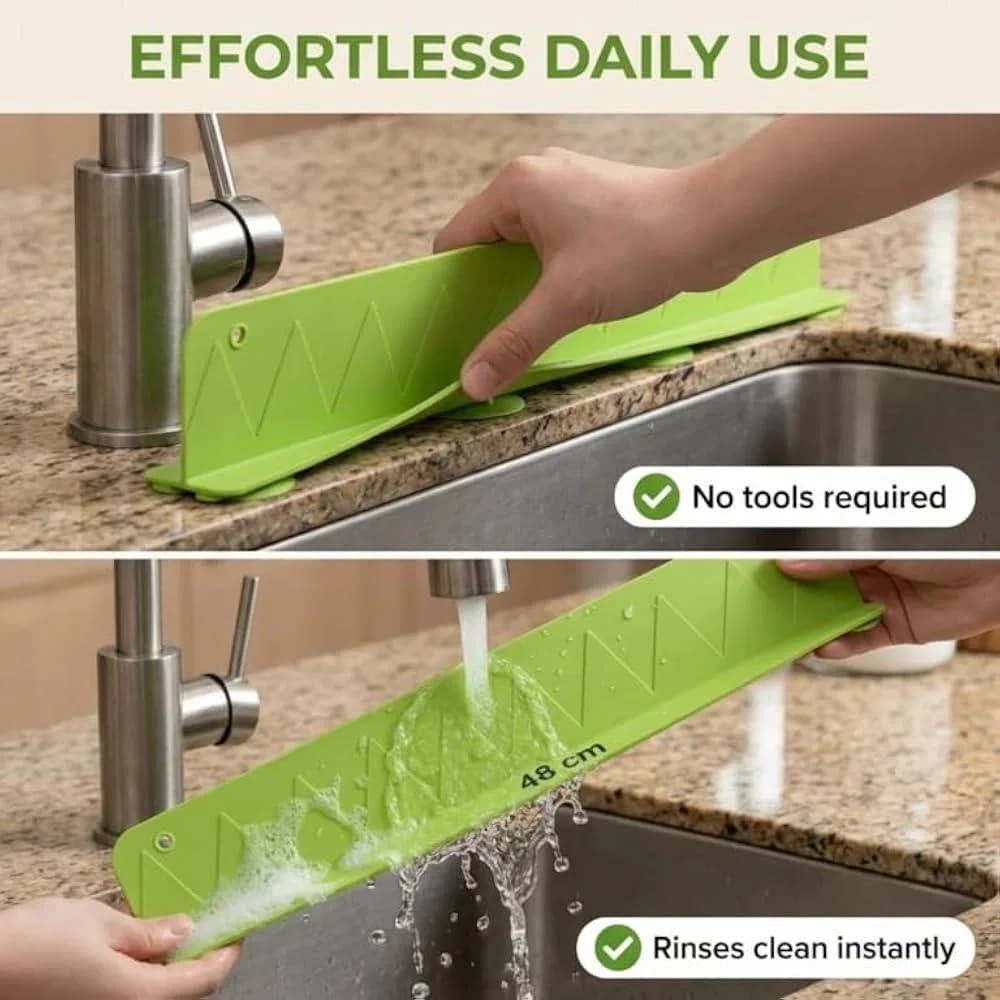 Waterproof Sink Edge Protector Strip, Leak Proof Anti-Splash Water Stopper for Slab, Basin & Bathroom Countertop, Self-Adhesive Water Barrier thumbnail 5