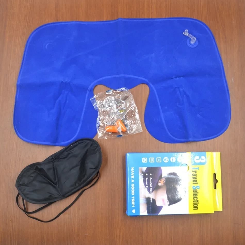 Travel Selection 3 in 1 with Comfort Neck Pillow Sleeping Eye Mask & Travel Earplug Set thumbnail 4