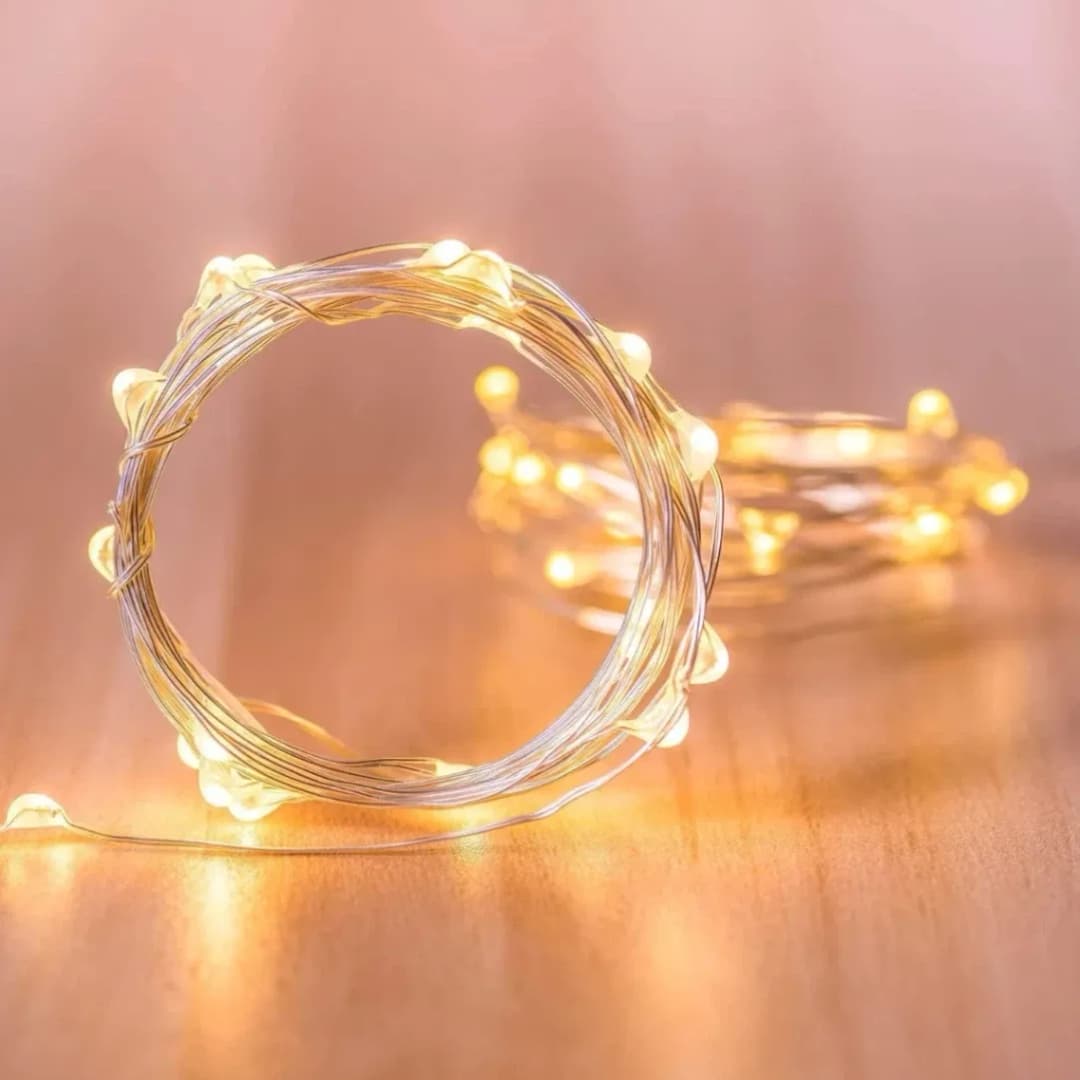 Led String Light Battery Powered Copper Wire Starry Fairy Lights, Battery Operated Lights for Bedroom, Christmas, Parties, Wedding, Centerpiece, Decoration thumbnail 4
