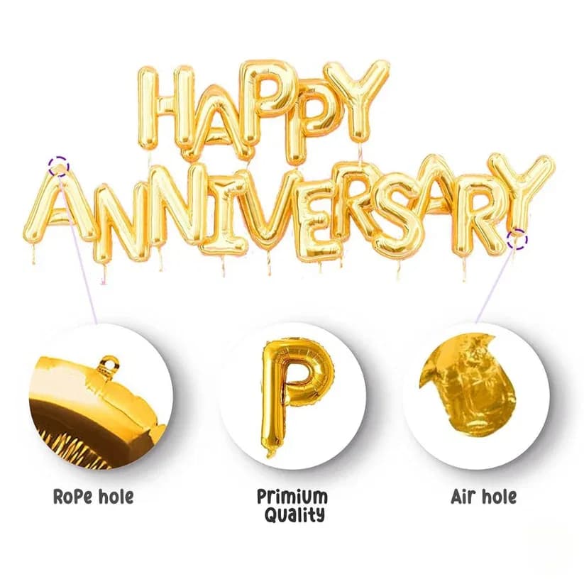 Happy Anniversary Foil Balloon - Golden thumbnail 6
