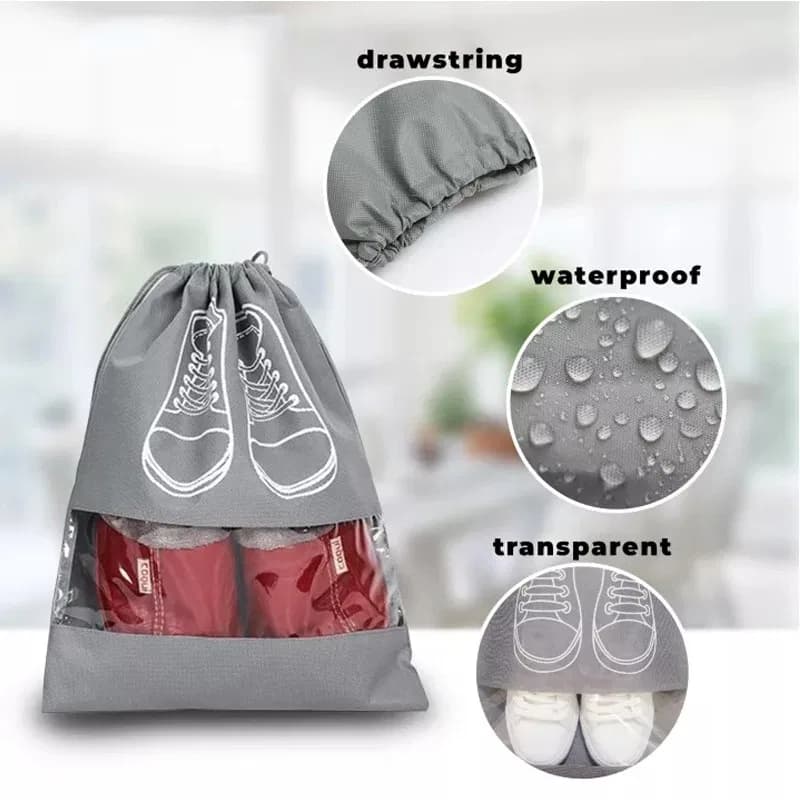Premium Waterproof Portable Travel Shoe Storage Bag – Dust-proof Shoe Organizer with Drawstring & Handle for Gym, School & Home thumbnail 3