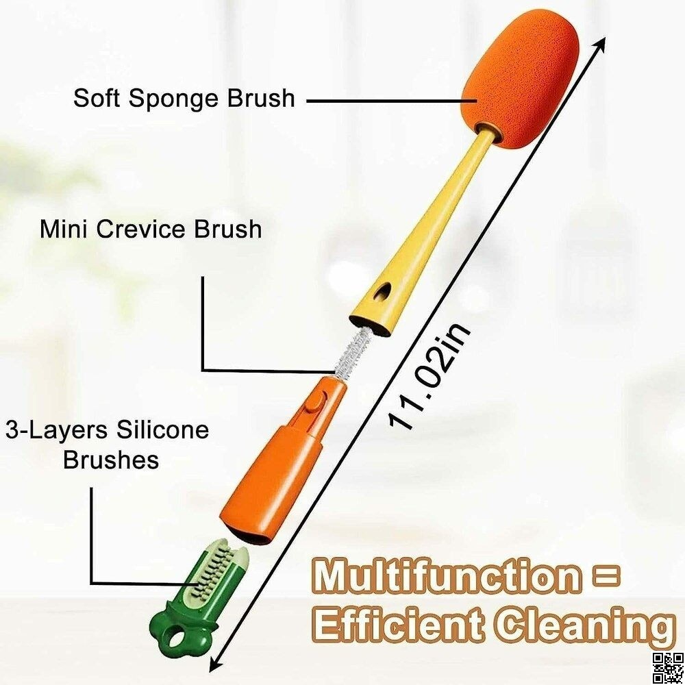 3 in 1 Multi Bottle Cleaning Sponge Brush – Kitchen & Bottle Cleaner thumbnail 4