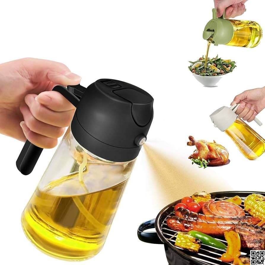 2 in 1 Oil Sprayer and Oil Dispenser Bottle 500ml – Glass Cooking Oil Spray Bottle thumbnail 3