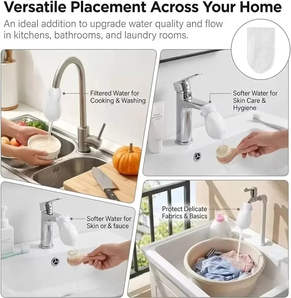 10 Pieces Faucet Filter Bags with 1 Fastening Straps, Reusable Non-Woven Fabric Anti Splash Water Filter for Kitchen and Bathroom thumbnail 3