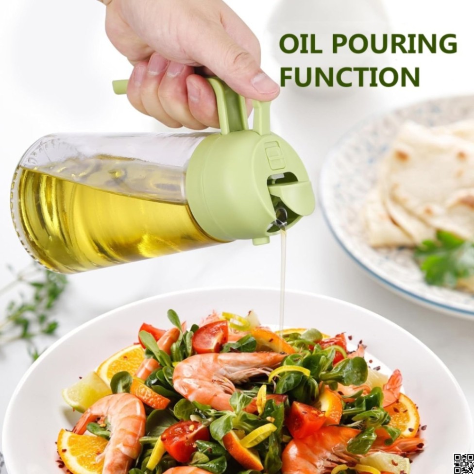 2 in 1 Oil Sprayer and Oil Dispenser Bottle 500ml – Glass Cooking Oil Spray Bottle thumbnail 5