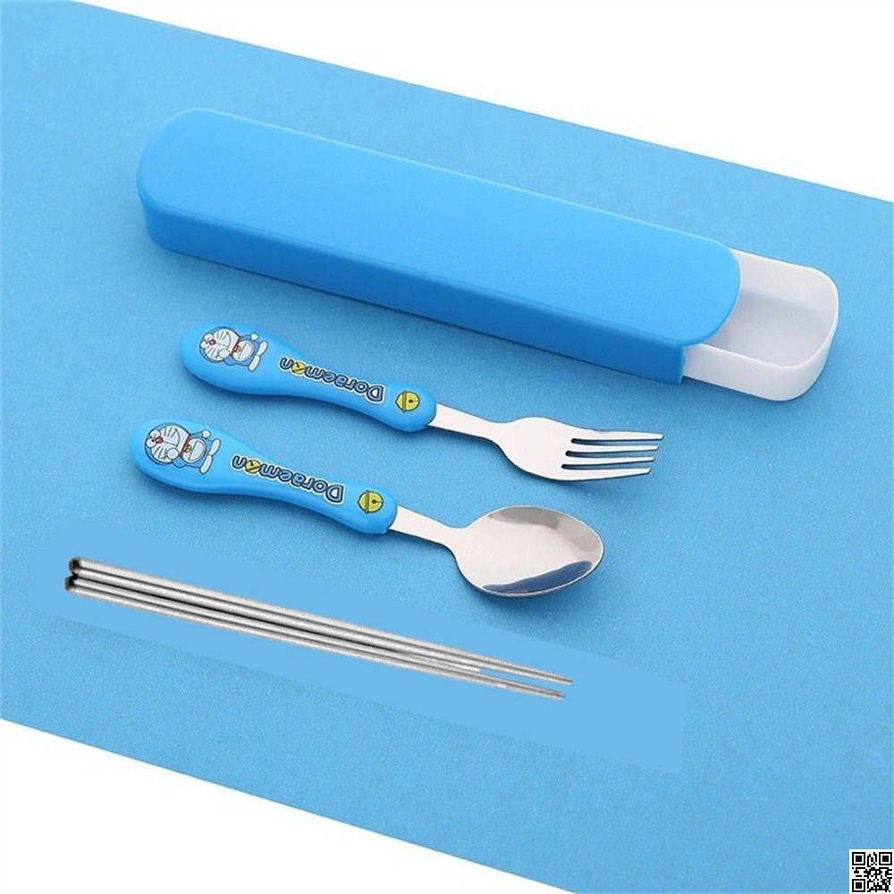4 in 1 Stainless Steel Spoon, Fork & Chopsticks Set – Portable Travel Cutlery Set thumbnail 4