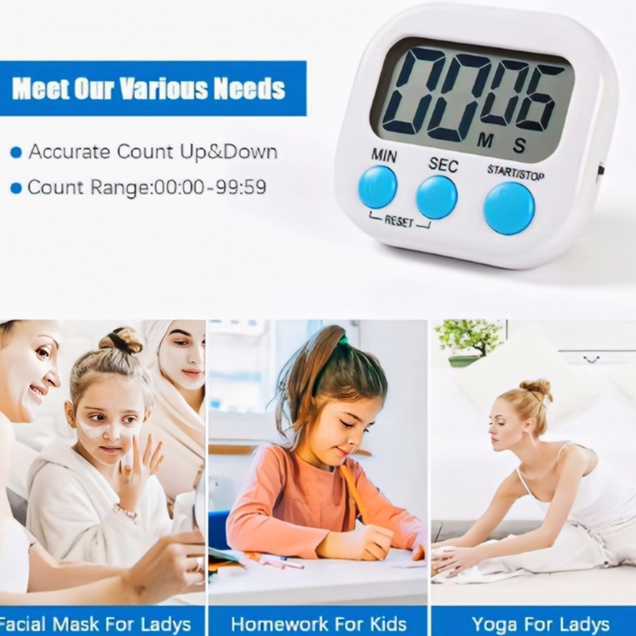 Digital Timer Stopwatch | Premium Study & Kitchen Timer with Magnetic Stand | Count Up & Countdown Clock