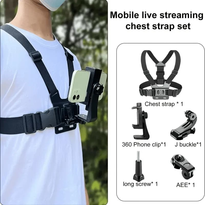 Chest Mount Mobile Phone Holder, Chest Mount Camera Holder, Adjustable Chest Harness Strap Mount Phone Holder thumbnail 3