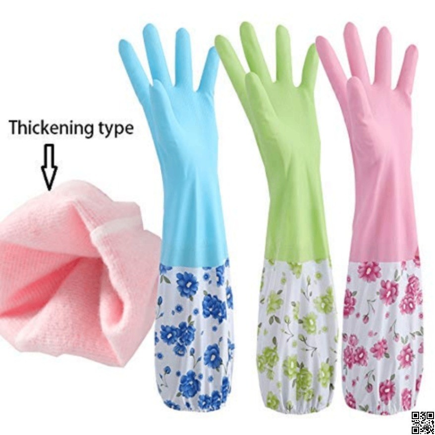 PVC Kitchen Gloves 2Pcs, Silicone Dish Washing Kitchen Hand Gloves, Half Hand Kitchen Gloves thumbnail 2