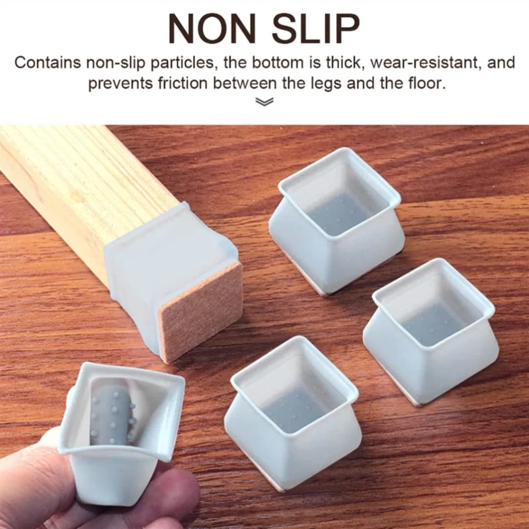 Silicone Chair Leg Square Caps 4Pcs/set thumbnail 3