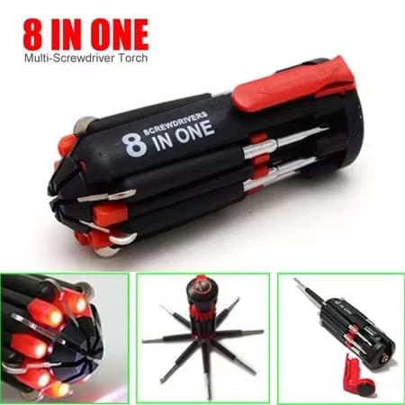 8-in-1 Screwdriver Set, Multi Screwdriver Hand Tool, All in One Screwdriver, Portable Screwdriver, Home Repair Tool Set,Multi-Function Tool with Worklight & Flashlight for Home Kitchen Car thumbnail 2