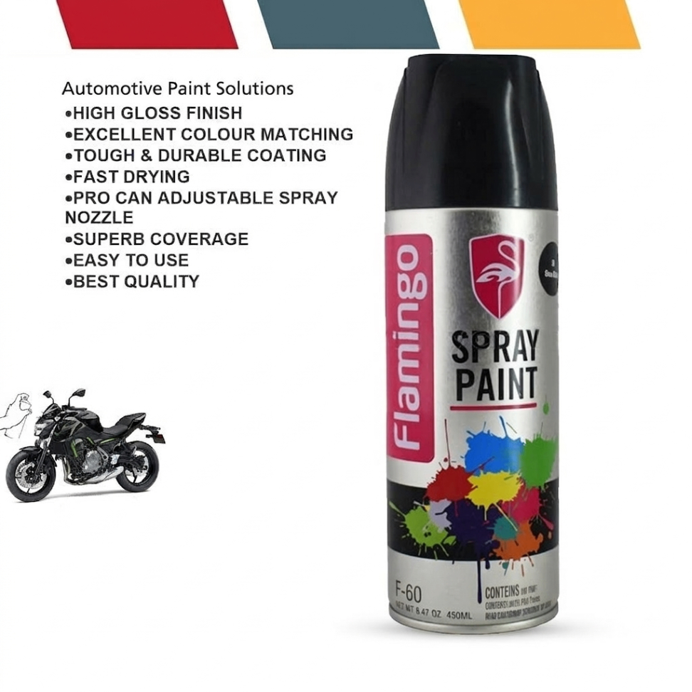 Flamingo Spray Paint Matt Black 450ml | Anti-Rust Aerosol Spray Paint for Metal, Wood, Car, Motorcycle, Furniture, Graffiti, Wall | Quick Dry, UV Resistant, Long-Lasting Finish thumbnail 2