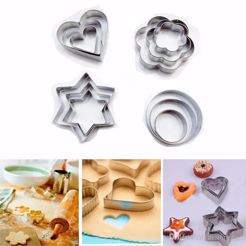 12pcs Stainless Steel Cookie Cutter Set – 4 Shapes Biscuit Cutter thumbnail 5