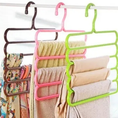 3Pcs 5 Layer Plastic Clothes Hanger – Space Saving Wardrobe Organizer thumbnail 2