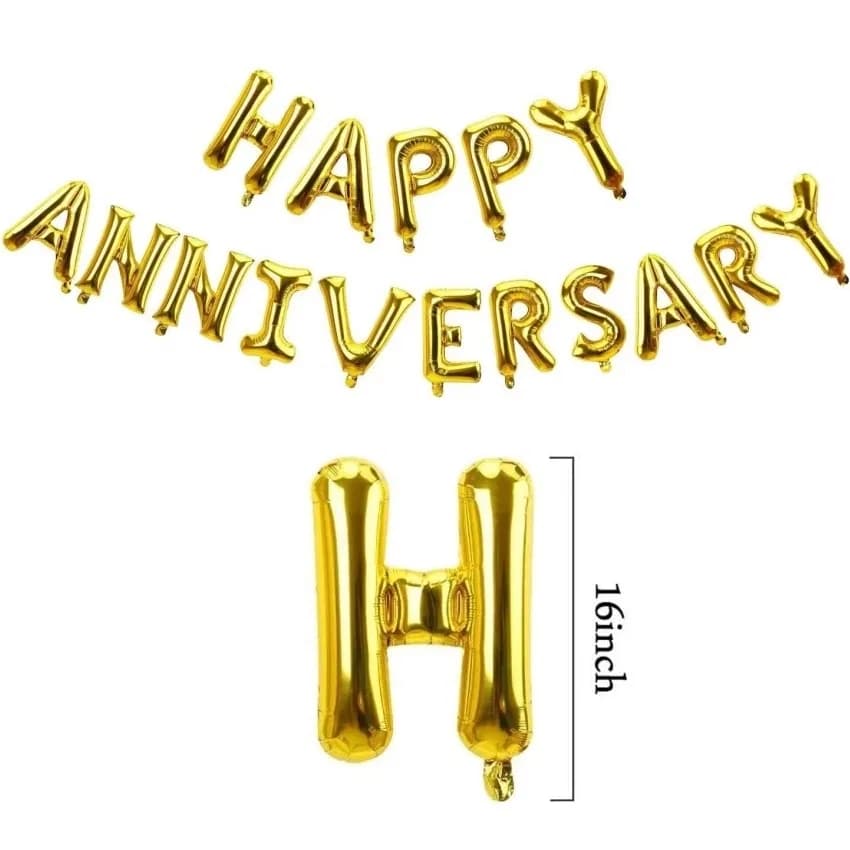 Happy Anniversary Foil Balloon - Golden thumbnail 5