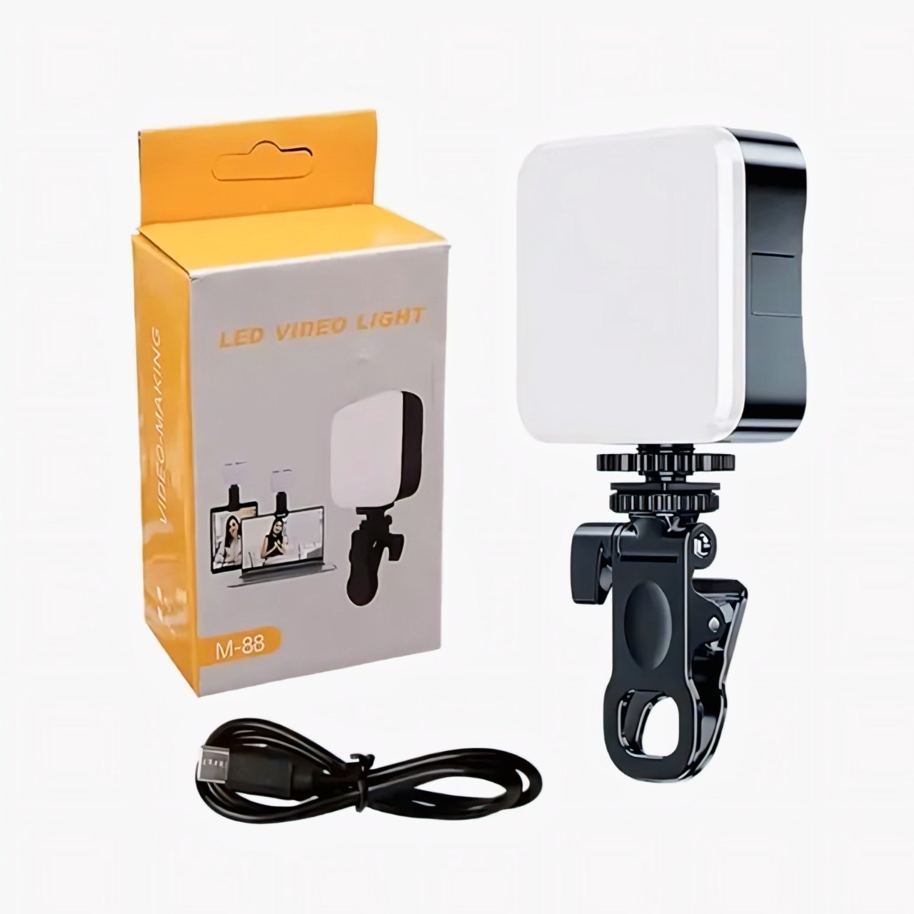LED Video Light M-88, Clip-on Rechargeable Fill Light, Compatible with Smartphones, Tablets, Laptops