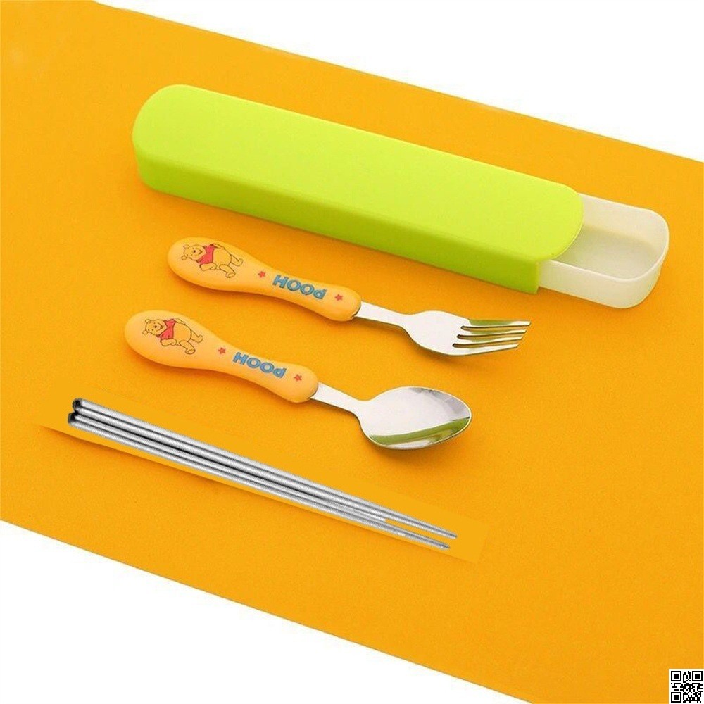 4 in 1 Stainless Steel Spoon, Fork & Chopsticks Set – Portable Travel Cutlery Set thumbnail 2