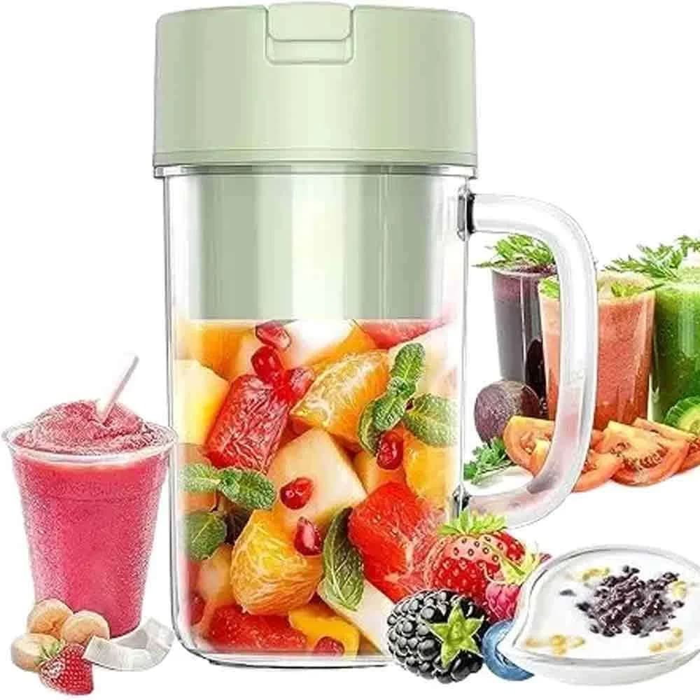 Portable Crusher Juicer With Handle & Straw, USB Rechargeable 6 Blades (500ml)
