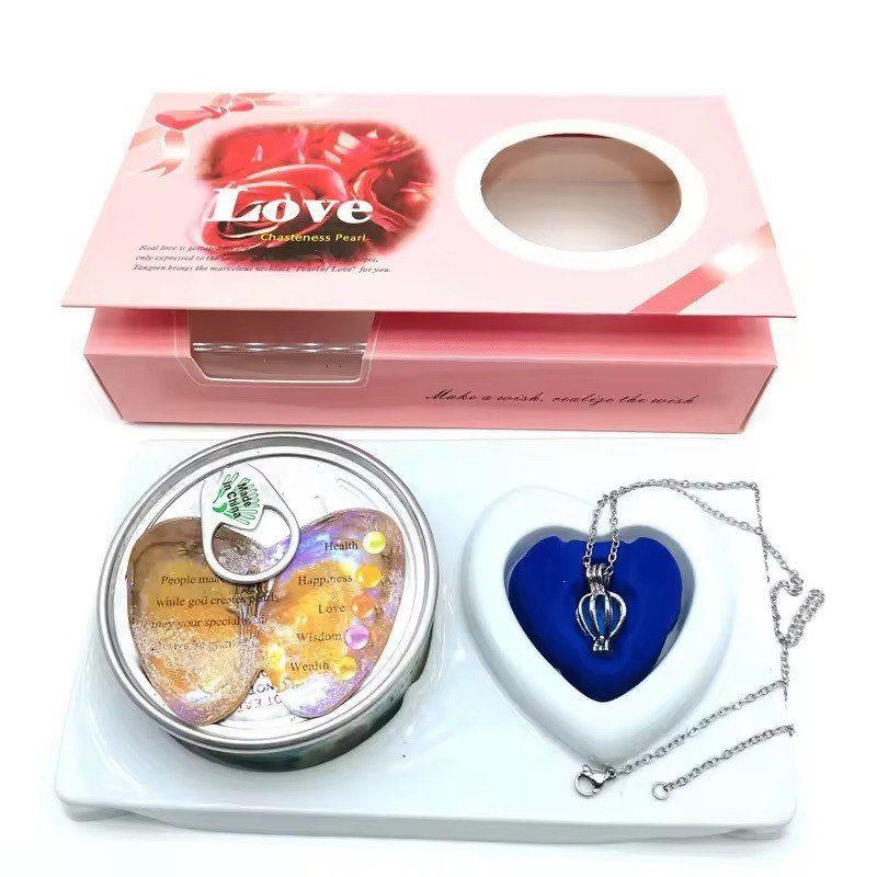 Love Wish Pearl Pendant Necklace Gift Box Natural Oyster Pearl Necklace Romantic Jewelry Gift for Birthday thumbnail 2
