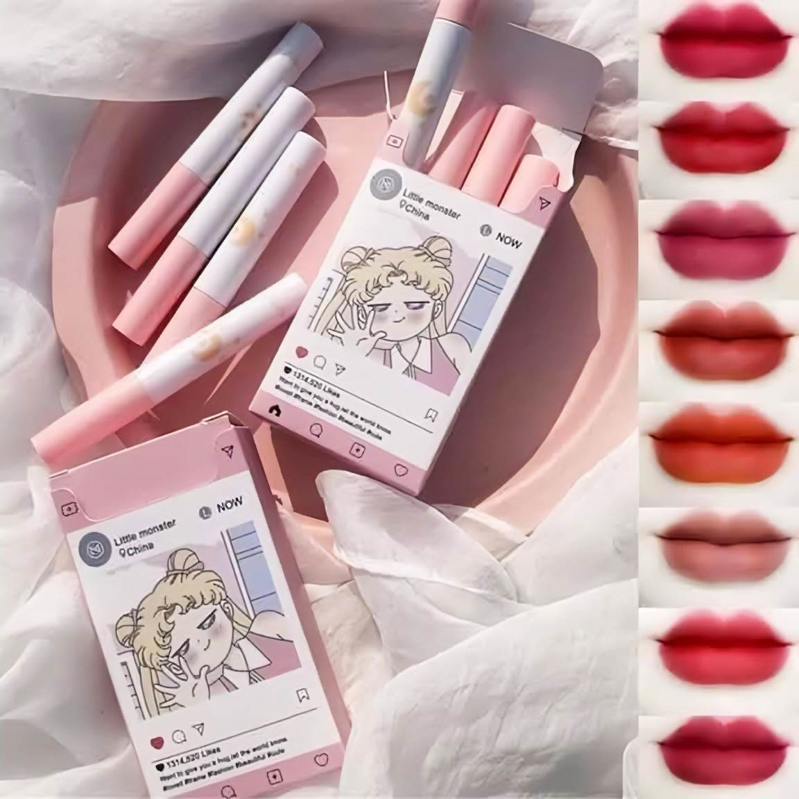 Little Monster Mini Lipstick Set (Pack of 8) – Waterproof & Long-Lasting Semi-Matte Lip Colors