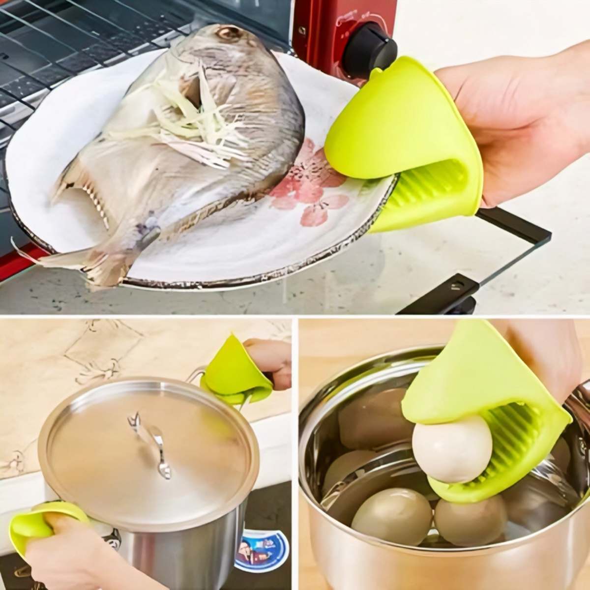 2pcs Silicone Oven Pot Holder Heat Resistant | Non-Slip Pinch Grip Oven Mitts Glove thumbnail 2