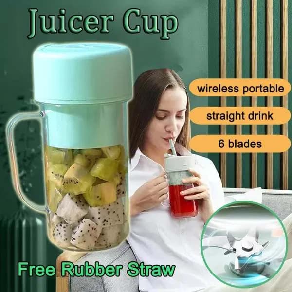 Portable Crusher Juicer With Handle & Straw, USB Rechargeable 6 Blades (500ml) thumbnail 5