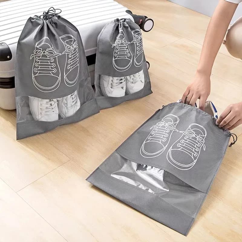 Premium Waterproof Portable Travel Shoe Storage Bag – Dust-proof Shoe Organizer with Drawstring & Handle for Gym, School & Home thumbnail 5