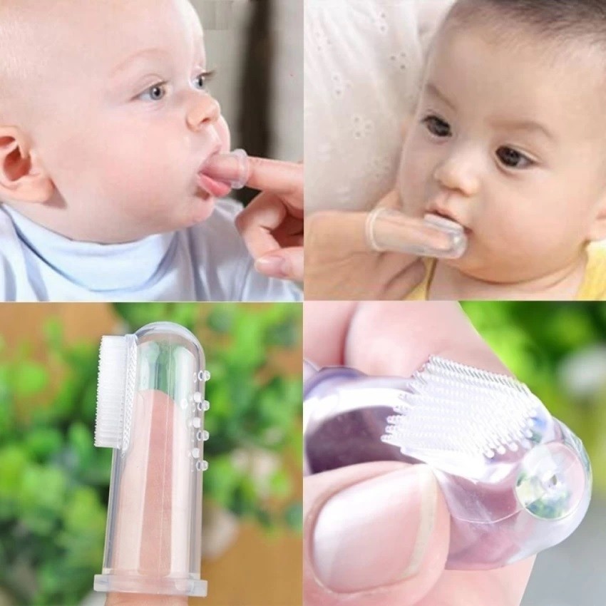 Silicone Baby Finger Toothbrush with Cover | Soft BPA Free Baby Gum & Teeth Cleaning Brush